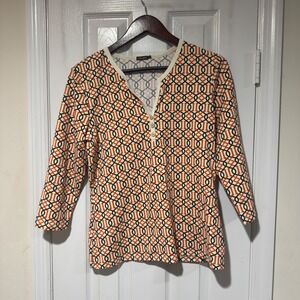 J. McLaughlin Aida Top Mini Ocean Ribbon Catalina Cloth Size L